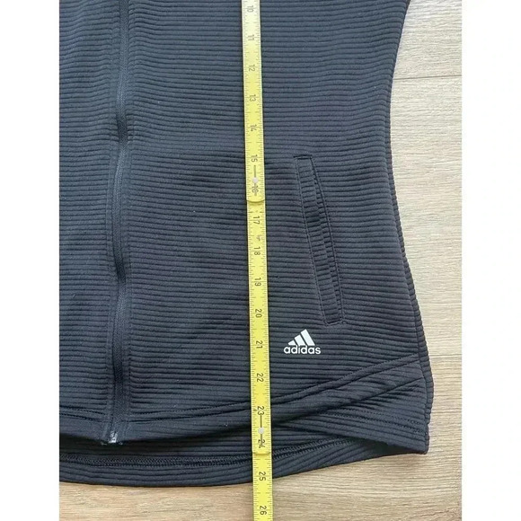 Adidas Golf Essential Women's Ribbed Jacket Textured Black Long Sleeve Sz L - Picture 8 of 11